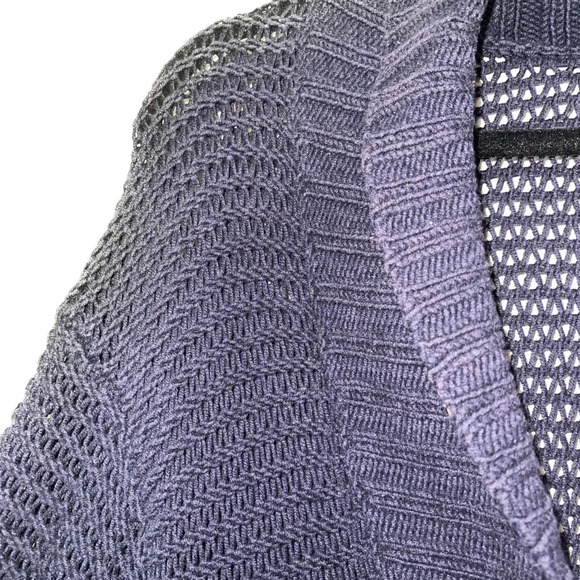 Eddie Bauer Navy Blue Open Stitch Knit Heavyweight Tunic Cardigan Small Women’s - Picture 3 of 13